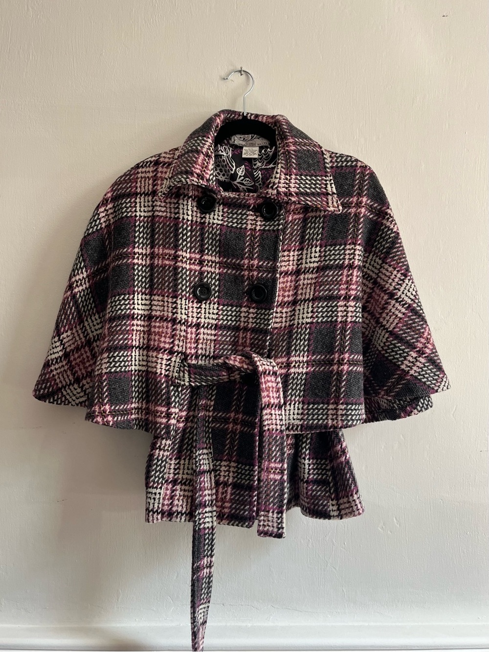 Steve Madden Plaid Cape Coat